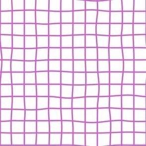 Whimsical magenta violet Grid Lines on a white (unprinted) background