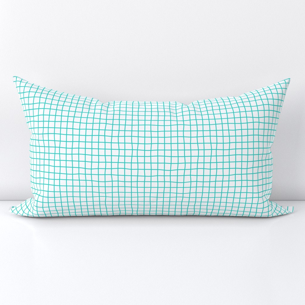 Whimsical cyan blue Grid Lines on a white (unprinted) background