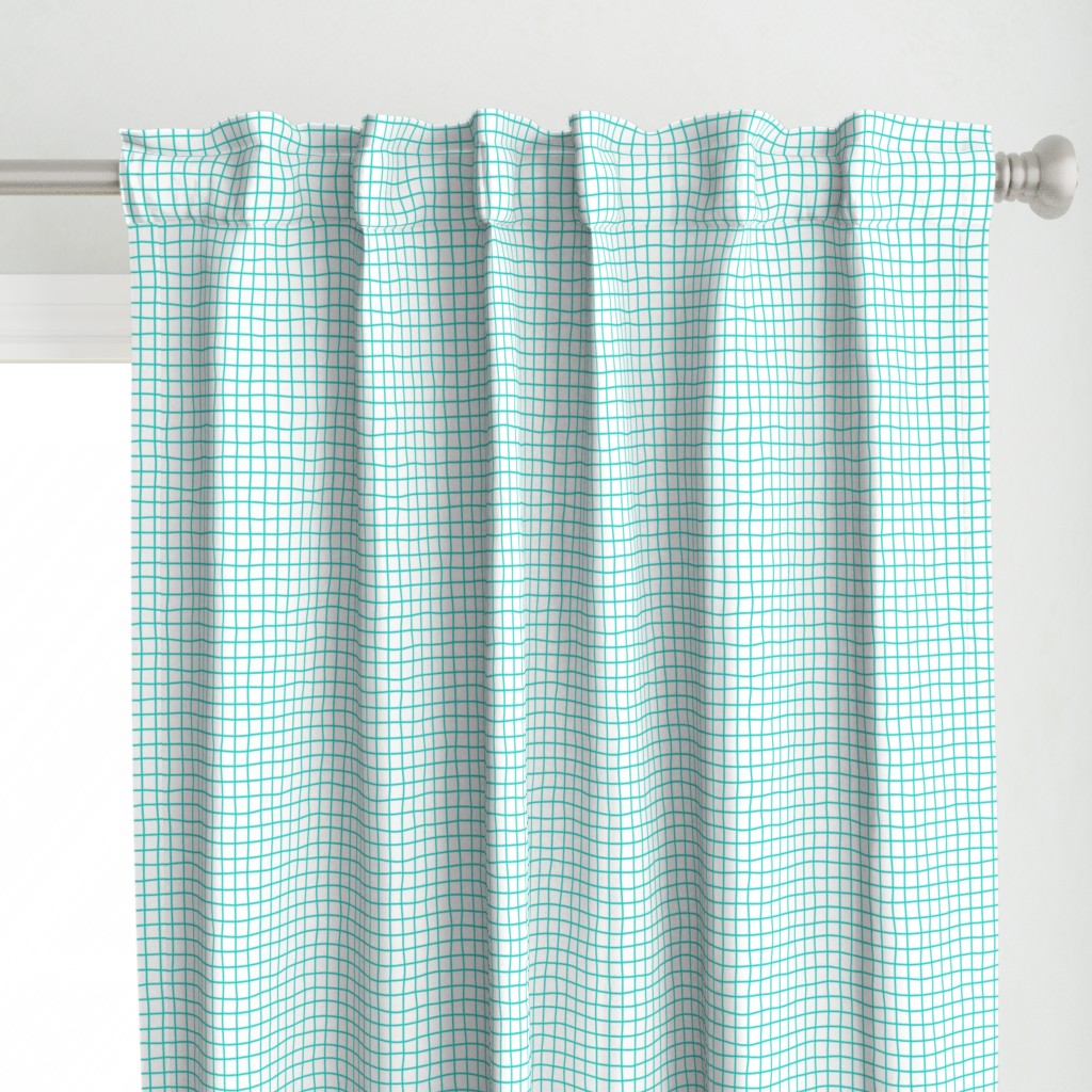 Whimsical cyan blue Grid Lines on a white (unprinted) background