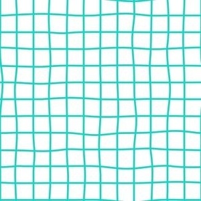 Whimsical cyan blue Grid Lines on a white (unprinted) background