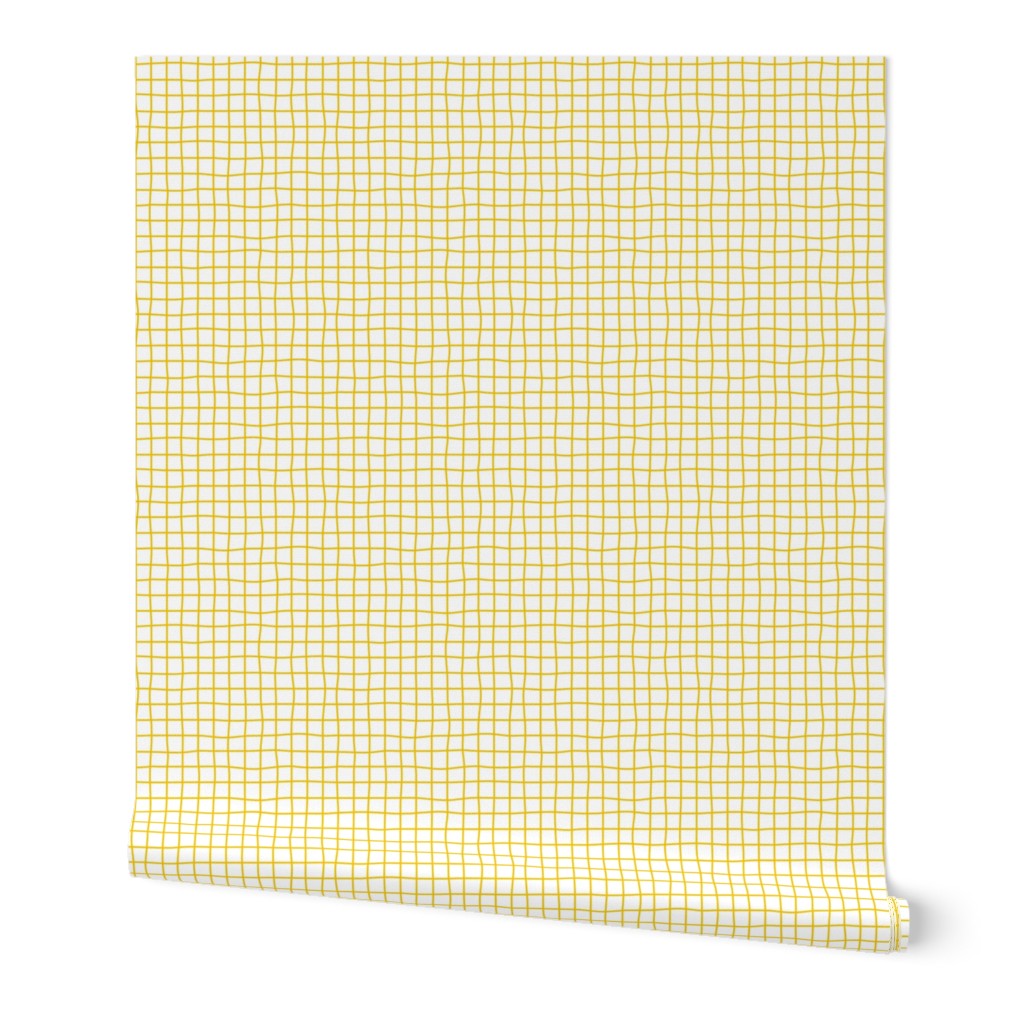 Whimsical yellow Grid Lines on a white (unprinted) background