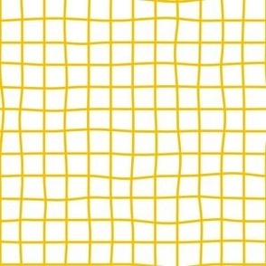 Whimsical yellow Grid Lines on a white (unprinted) background