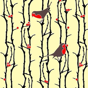Robins in Branches - Ivory