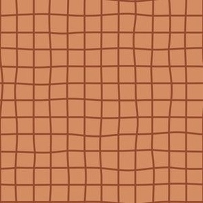 Whimsical burnt sienna Grid Lines on a terracotta background