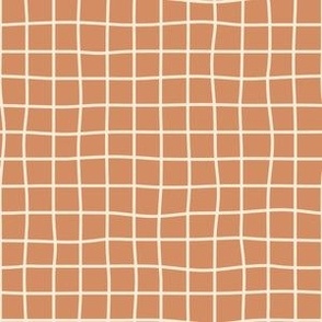 Whimsical deep cream Grid Lines on a terracotta background
