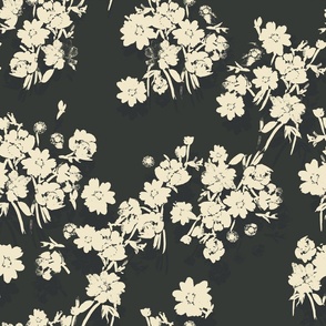 Black and Cream Painterly Floral 