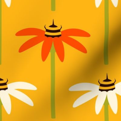 Retro Bees and Flowers