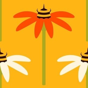 Retro Bees and Flowers