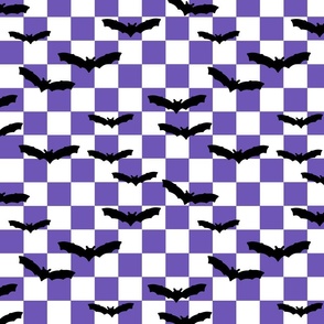Checkered Halloween Bats in Purple