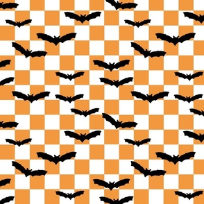 Checkered Halloween Bats in Orange