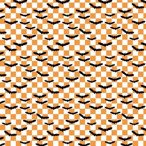 Small Scale Checkered Halloween Bats in Orange