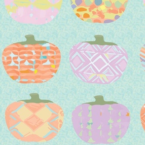 Fall Pastel Geometric Pumpkin Coasters/ 24 per yard