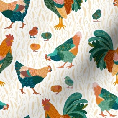 Chickens & Roosters // Medium // farmhouse folk art