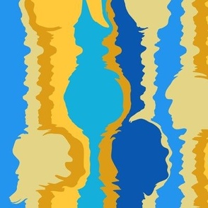 Blue and Gold Hidden People Stripe