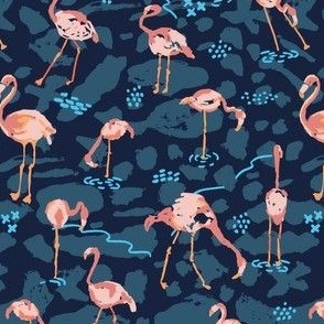 A Flamboyance of Flamingos - Pink and Blue