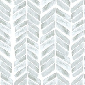 Large Teal Herringbone / Chevron Watercolor / White