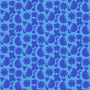 Whimsical Abstract Folk Art Shapes in Blue baby blue 