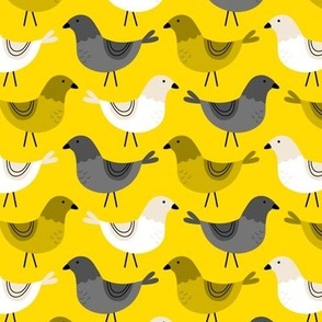 Bird Parade (Yellow and Gray)