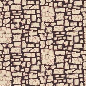stone wall in dutch white on dark coffee brown  | medium | colorofmagic