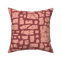 stone wall in tangerine on rustic red | large | colorofmagic