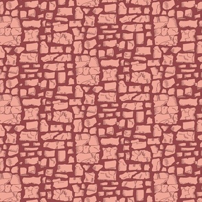 stone wall in tangerine on rustic red | small | colorofmagic