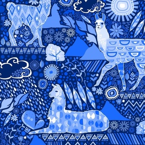 Llamas Blue Monochrome - XL