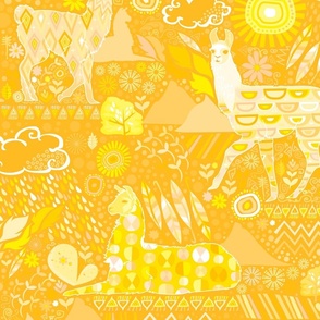 Llamas Golden Yellow Monochrome - XL