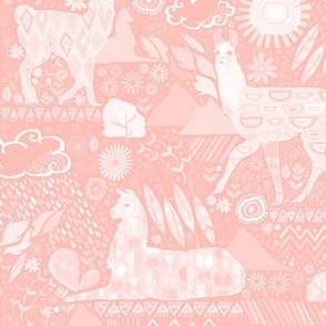 Llamas Coral Pink Monochrome - XL