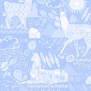 Llamas Periwinkle Monochrome - XL