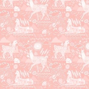 Llamas Coral Pink Monochrome