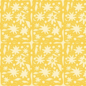 Floral Watercolour Tile - Bright Yellow.