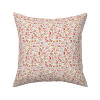 Groovy retro pumpkins and daisies fall blossom in pink blush orange on sand cream SMALL