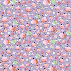 Groovy retro pumpkins and daisies fall blossom in nineties palette lilac mint pink blush rainbows SMALL