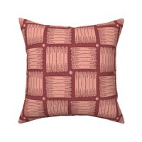 wooden beams in squares on red | medium | colorofmagic