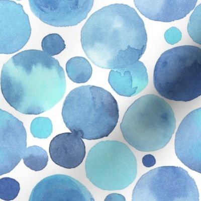 Circles blue turquoise watercolor