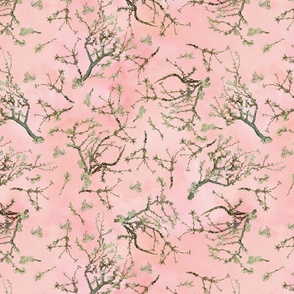 Van Gogh Nostalgic Almond  Blossoms-MEDIUM-Tree Branches Pattern, Vintage Almond Tree Pattern-  Vincent Van Gogh Fabric-  Antique Van Gogh Almond Blossoms Fabric- Upholstery Watercolor Cherry Blossom 