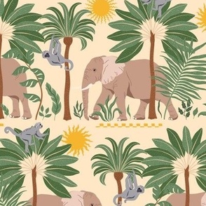Tropical Dreams / Elephant Monkey floral
