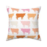 cows: sunburst, beach umbrella, pink sparkle, tangy, buff, pink razz