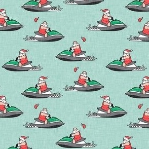 (small scale) Jet Ski Santa - grey - Summer Santa - Christmas Holiday - mint - LAD22