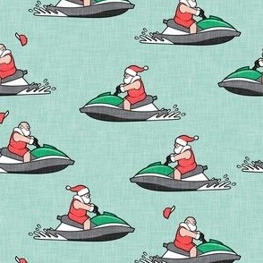 Jet Ski Santa - grey - Summer Santa - Christmas Holiday - mint - LAD22