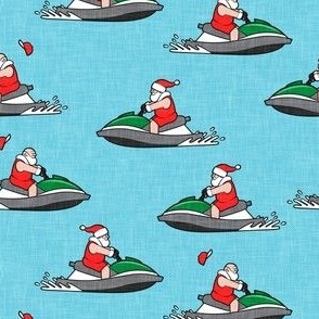 Jet Ski Santa - grey - Summer Santa - Christmas Holiday - blue - LAD22