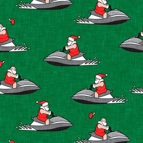Jet Ski Santa - grey - Summer Santa - Christmas Holiday - green - LAD22