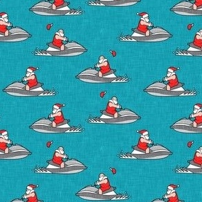 (small scale) Jet Ski Santa - grey - Summer Santa - Christmas Holiday - teal - LAD22