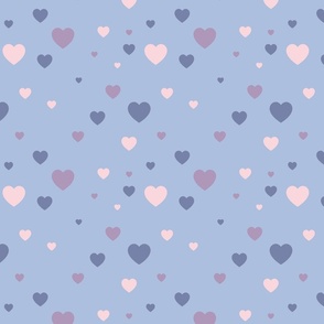 Blue, purple and pink hearts - Medium scale