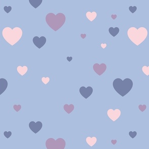Blue, purple and pink hearts - Large scale