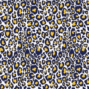 Leopard 3 Color Print// Team Colors Navy and Gold Yellow on White