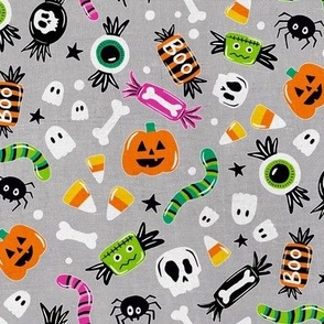 Spooky Fun Halloween Candy on Gray