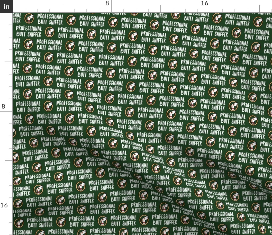 Professional But Sniffer - Fun Dog Fabric - dark green  - LAD22