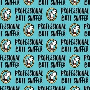 Professional But Sniffer - Fun Dog Fabric - blue - LAD22