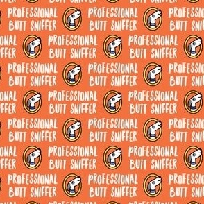 (small scale) Professional But Sniffer - Fun Dog Fabric - orange - LAD22